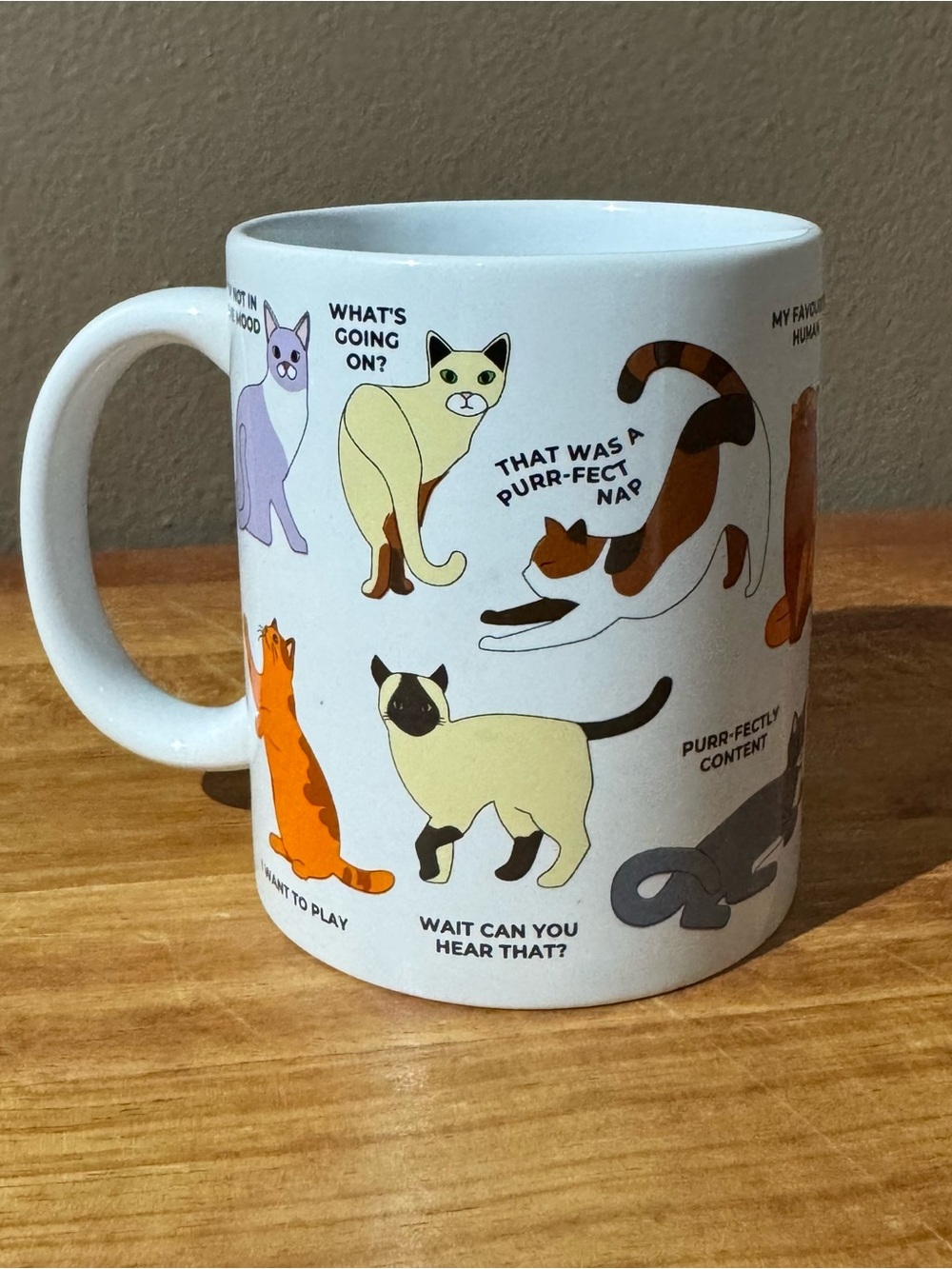 Cat Illustration Ceramic Mug - White w/ Multicolor Cats 12oz Coffee/Tea Mug  🐈☕️
